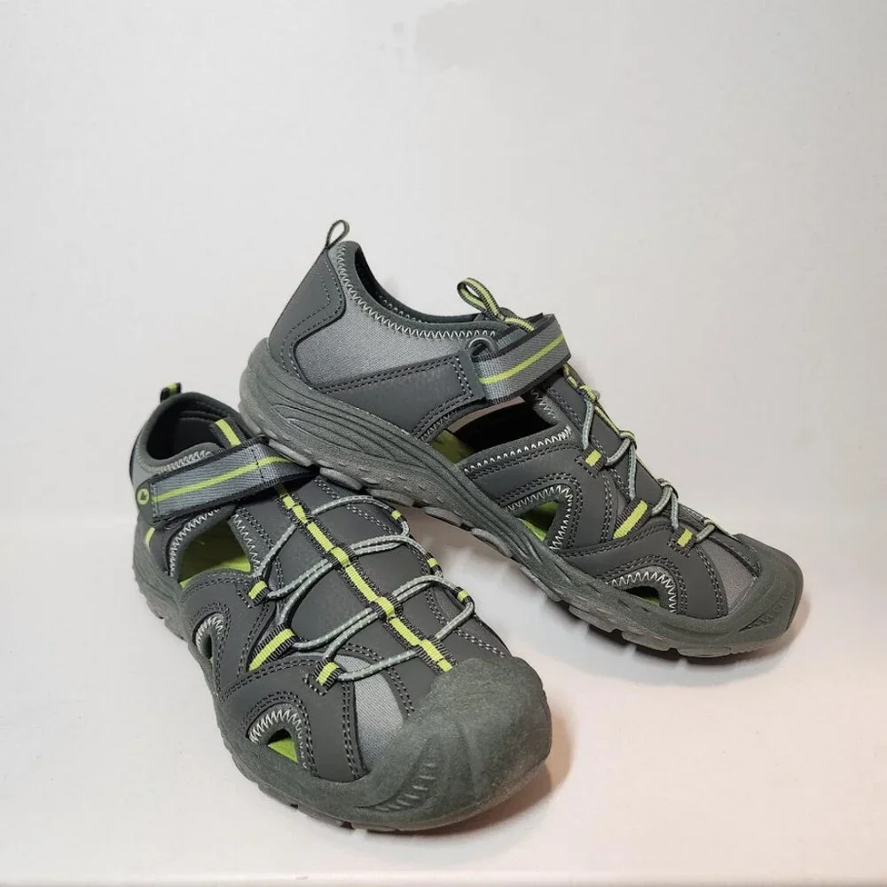 Merrell Unisex Child Hydro 2 Sandals Water Shoes Velcro Size 6 Green Gray